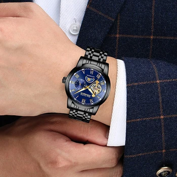 Автоматични машини мъжки часовник нов топ луксозна марка ръчни часовници HAIQIN мъжете стомана водоустойчив часовник мъжки часовник reloj hombre