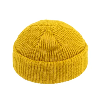 Ежедневни вязаная шапчица корея, есен и зима отношение вълнена шапка Шапчица пъпеш кожена шапка мъжете топла женска шапка с качулка