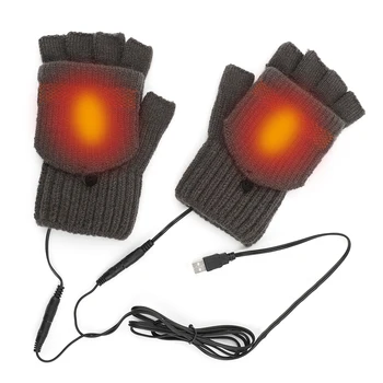 Зимни топли ръкавици USB пера вълнени ръкавици плетени калъф flip без пръсти Полупальцевые ръкавици, ръкавици без пръсти жени 2021