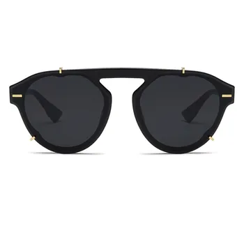 Мода полигон слънчеви очила Мъже, Жени марката дизайн на личността метални орнаменти големи рамка ретро тенденция унисекс очила с UV400