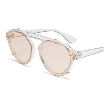 Мода полигон слънчеви очила Мъже, Жени марката дизайн на личността метални орнаменти големи рамка ретро тенденция унисекс очила с UV400
