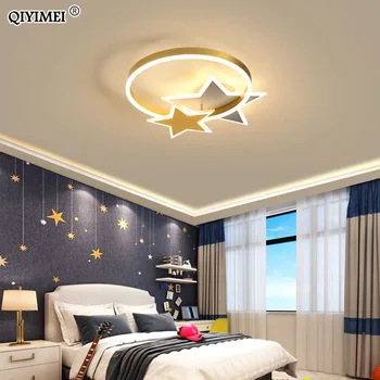 Нови постъпления златни пръстени Led таван с полилей за дневна, кабинет, спалня модерните led светлини за домашно осветление крушки QIYIMEI