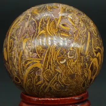 40 мм натурален скъпоценен камък изкопаеми слоновья кожа яспис обхват на кристална топка рейки лечение Глобус начало декор