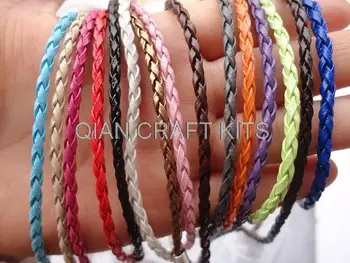 50 ярда смесени цветове 3 мм плетени изкуствена кожа колиета кабели случаен цвят на смесване или сте избрали
