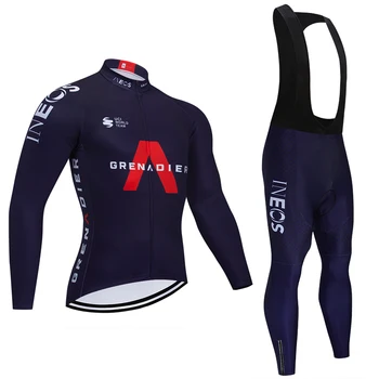 2021 черно ineos колоездене екип Джърси спортни дрехи Ropa Ciclismo топлинна руно зима pro мотор облекло Майо 20d панталони