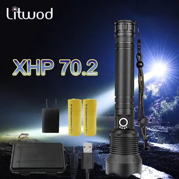 Litwod led акумулаторна фенерче XHP70. 2 високо мощен факел фенер 3 режим на мащабируеми под наем светлина използвате 18650 и 26650 на батерията