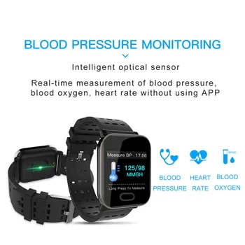 Нов A6 Smart Watch Спорт крачкомер гривна за кръвно налягане наблюдение на сърдечната честота Smartwatch Bluetooth връзка за Android и IOS телефон