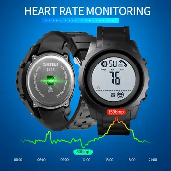 SKMEI Sport Men Watches Bluetooth Digital Watch Heart Rate Smart Clock фитнес калории крачкомер водоустойчив мъжки часовник inteligen