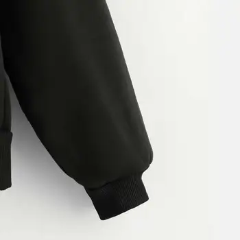 Есен-зима Harajuku черен плътен hoody жени Zip-Up Hoodie свободни Xl-4xl дамски блузи, блузи, ежедневни спортен костюм, S