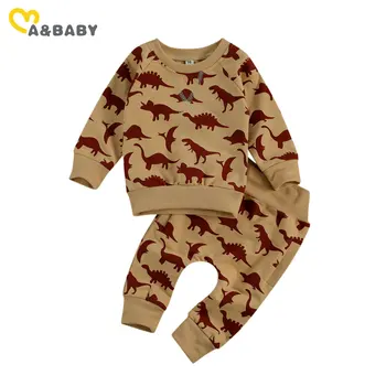 Ma&Baby 0-3Y Есен Зима бебе новородено бебе Baby Kid Boy комплекта дрехи карикатура динозавър блузи с дълъг ръкав, панталони пижамные комплекти