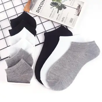 10 чифта Дамски чорапи дишащи спортни чорапи плътен цвят лодка чорапи удобни памучни чорапи за глезените бял черен