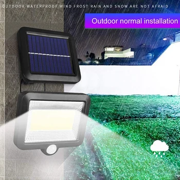 100 LED слънчева светлина сензор за движение на Открито в градината прожектор слънчева енергия, с монтиран на стената лампа за улично път в двора