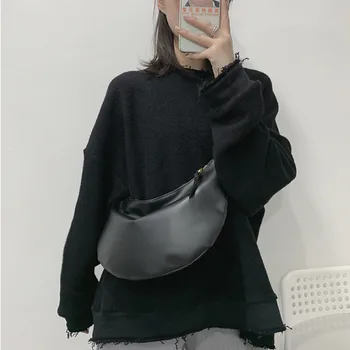 [BXX] изкуствена кожа чанта за рамо за жени 2021 плътен цвят прости чанти жена на рамото си чанта мода гърдите чанта HK120