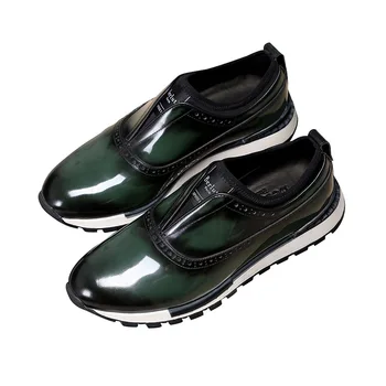 Европейски дизайн на ръчно изработени ретро полирани кожени маратонки висококачествени мъжки спортни обувки британски стил