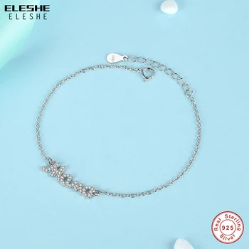ELESHE 2019 New Fashion Jewelry Real 925 Sterling Silver Crystal Майката на Мама Mama Чар гривни за жени, подарък за Деня на майката