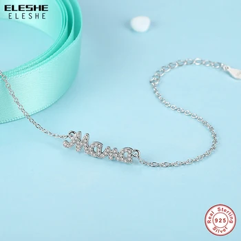 ELESHE 2019 New Fashion Jewelry Real 925 Sterling Silver Crystal Майката на Мама Mama Чар гривни за жени, подарък за Деня на майката
