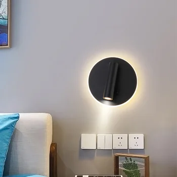 Nordic LED Wall Lamp With Switch 3W Spotligh 6W Backlight Free Rotation Sconce Indoor Light Wall For Home Bedroom малка странична лампа