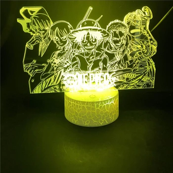 One Piece Night Light Luffy Sanji Niki Nami 3D LED Illusion настолна лампа Touch Optical Action Figure лампа нощни декор настолна лампа