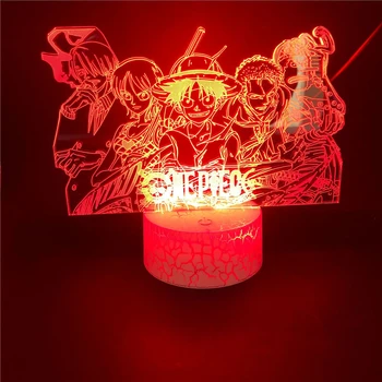 One Piece Night Light Luffy Sanji Niki Nami 3D LED Illusion настолна лампа Touch Optical Action Figure лампа нощни декор настолна лампа