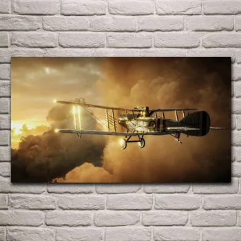 ретро самолет биплан Battlefield хол декорация на стени у дома Модерен арт декор дървената рамка плат плакати KH303
