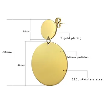 Златни дамски обеци от неръждаема стомана, бижута проста кръгла висулка кухи 2 вида дизайн на бляскава обеци подаръци
