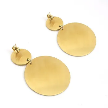 Златни дамски обеци от неръждаема стомана, бижута проста кръгла висулка кухи 2 вида дизайн на бляскава обеци подаръци