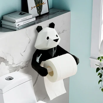 Смола Панда ролка тоалетна хартия притежателя Стенен държач за тоалетна хартия декор за баня кърпи за ръце бар кухня ястие плат закачалка
