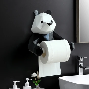 Смола Панда ролка тоалетна хартия притежателя Стенен държач за тоалетна хартия декор за баня кърпи за ръце бар кухня ястие плат закачалка