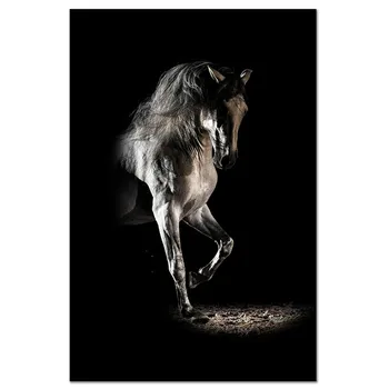 GOODECOR Black Horse Photography Платно Photo Prints Modern Animal Платно Живопис Home Decor Wall Art Pictrues Prints no frame