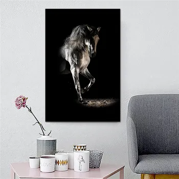 GOODECOR Black Horse Photography Платно Photo Prints Modern Animal Платно Живопис Home Decor Wall Art Pictrues Prints no frame