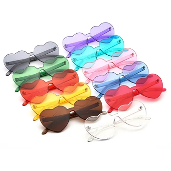 Psacss реколта сърцето слънчеви очила за жени мъже бонбони с цвят на марката дизайнерски слънчеви очила жени ретро огледало gafas de sol mujer