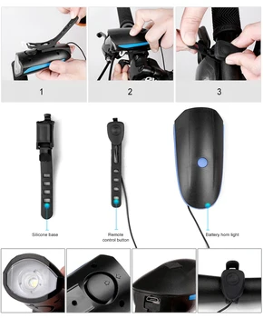 Велосипедна фаровете с камбана USB Акумулаторна велосипеден рог фенерче под наем светлина камбанка водоустойчива led фаровете за аксесоари за мотори