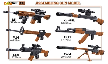 6 бр./компл. гореща игра направи си САМ Building Blocks Toys Gun 98K AWM Guns Mini Simulation Assembly Gun Model военен Коледен подарък за момчета
