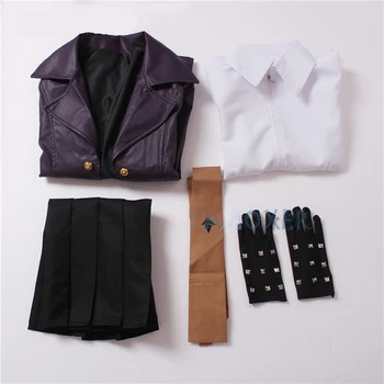 6 бр Киоко Киригири cosplay костюм Данганронпа дамско яке костюм Данганронпа черна рокля, пола комплект Дълга лилаво перука, ръкавици