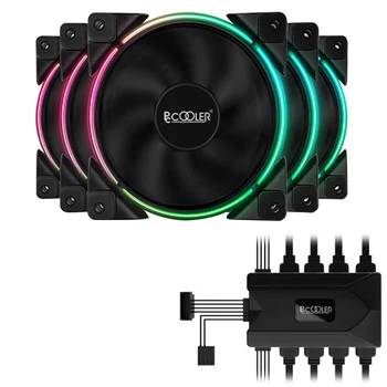 PcCooler 12 см / 120 мм, 5 бр. RGBFan 4-Пинов PWM корпуса вентилатор LED CPU Cooler fan с контролер 12v / 5