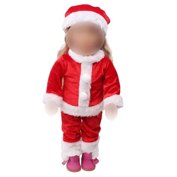 18 инча момиче кукла облекло Червен коледен костюм американски новородено рокля детски играчки fit 43 см baby c646
