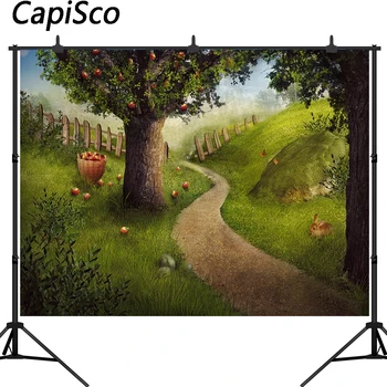 Capisco Великден ябълка фон Заек дървена ограда заешката дупка пътека снимка фон страхотна ферма парти фотографско студио