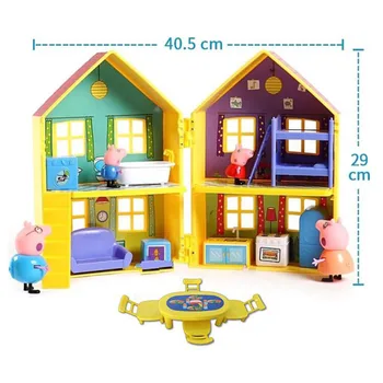 Peppa Pig House Toys George Family Duplex House Luxury Villa Move Dolls Family Set Play House Kids Toys for Children Gift