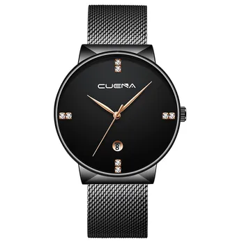 Луксозни тънки часовници мъжки стомана каишка от ежедневните кварцови часовници мъжки ръчен часовник текстилен колан часовници