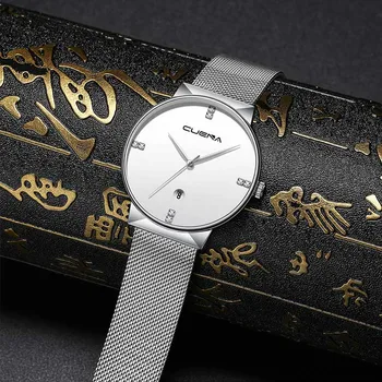 Луксозни тънки часовници мъжки стомана каишка от ежедневните кварцови часовници мъжки ръчен часовник текстилен колан часовници
