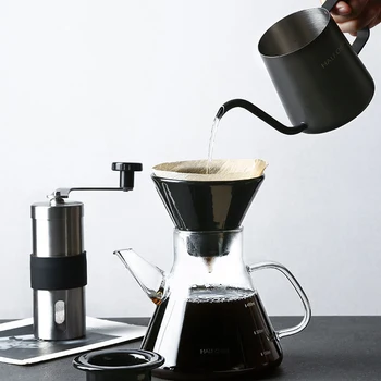 Изсипете кафе капково V60 кафе филтър домакински ръчно измиване на гърне общ кана кафе уред borosilicate стъклена кана за кафе