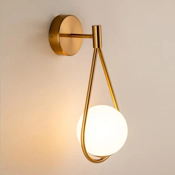 Nordic минималистичен led монтиран на стената лампа баня нощна стъклена топка старинни стенни осветителни тела, произведения на вътрешното осветление за преминаването на стълба