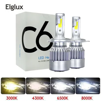Elglux 2Pcs 3000K автомобилни фарове LED лампи H4 H7 9003 HB2 H11 LED H1 H3 H8 H9 880 9005 9006 H13 9004 9007 автомобилни фарове led лампи