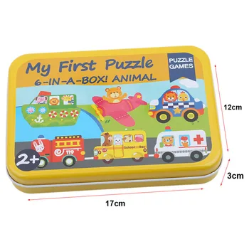 Animal 3D Пъзел Cards for Children Jigsaw Metal Желязо Box Wood Пъзел Montessori Обучение Educational Kids Brain Тийзър Toys