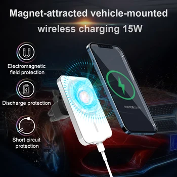 Безжично зарядно за iPhone 12 Series Fast Charge Car Wireless Charger за iPhone 12 Pro Car Max Cell Phone Mount