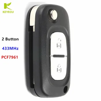 Подмяна на KEYECU Flip Remote Key Fob 2 бутона 433MHz PCF7961 за Renault Clio 3, Kangoo, Master,Twingo, Modus P/N: 1618477A