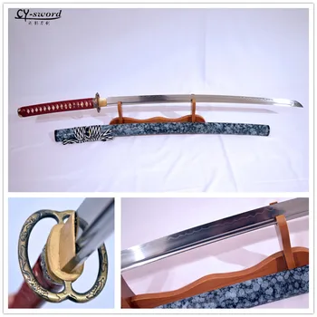 Рафтинг Мусаси Tsuba ръчно изработени от глина закалена T-10 стомана, Японски Самурай Катана функционален меч днешно Yokote
