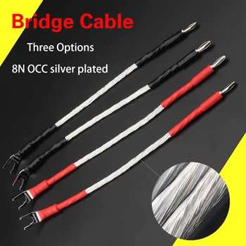 20 см 8AG OCC със сребърно покритие HiFi високоговорител кабел мост кабела на високоговорителя аудио кабел банан plug-y щекер / banana plug-банан / Y plug-Y