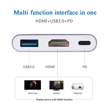 Жена многопортовый адаптер Тип C мъжки към HDMI PD USB 3.0 USB 3.1 домакински Компютърна сигурност на части за лаптоп, телефон
