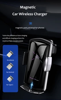 Car Wireless Charge Mount foriPhone 11pro Auto Технологична 15W Fast Wireless Car Charger Holder foriPhone 11 XS MAX XR XS